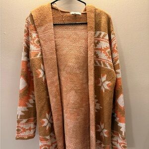 WOVEN HEART Diamond Pattern Aztec Hooded Cardigan